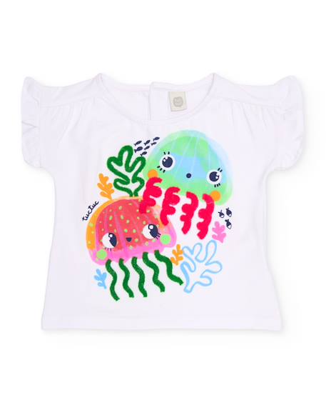 T-shirt fille en maille avec détails océaniques Blanc 1 - vertbaudet enfant 