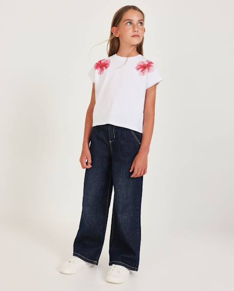 Fille-Pantalon fille uni en tissu denim