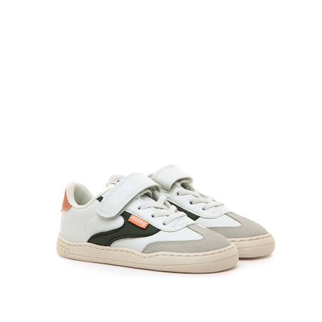 Sneakers garçon synthétique lacets- fermeture adhésive barefoot Blanc–vert 4 - vertbaudet enfant 
