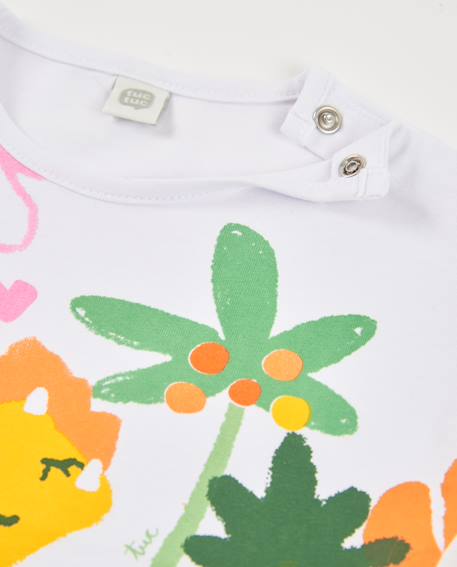 T-shirt fille en maille avec imprimé dinosaure Blanc 3 - vertbaudet enfant 