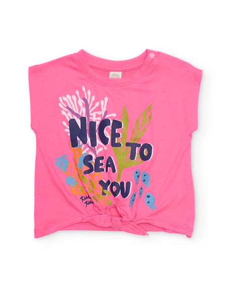 Bébé-T-shirt fille en maille avec nœud au bas