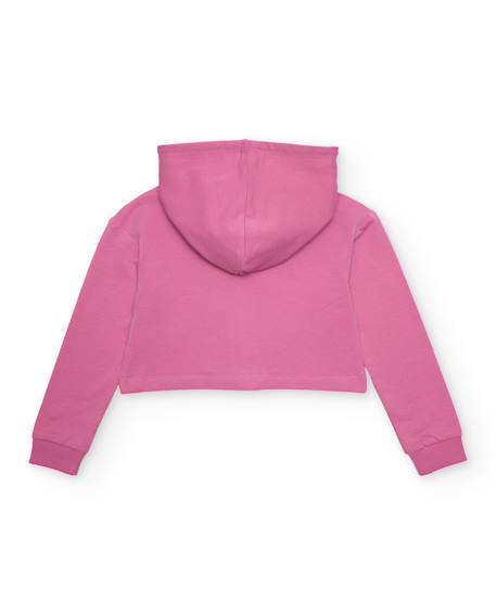 Sweat pour fille en maille avec coupe courte Rose 2 - vertbaudet enfant 