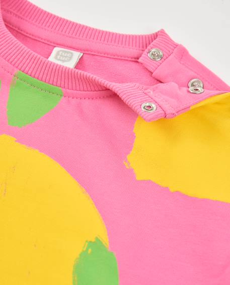 Sweat-shirt fille en maille avec fermeture à l’épaule Rose 3 - vertbaudet enfant 