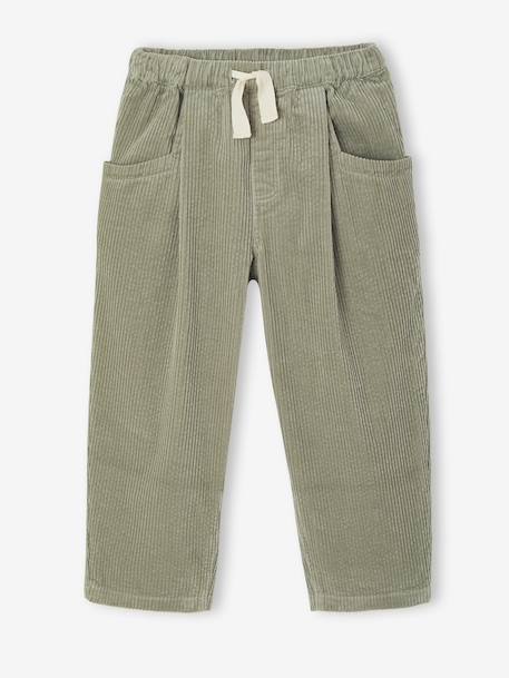 Pantalon fille velours forme loose Léopard+vert de gris+vieux rose 7 - vertbaudet enfant 
