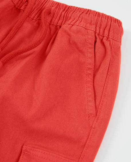 Pantalon garçon en tissu tissé style cargo Rouge 3 - vertbaudet enfant 