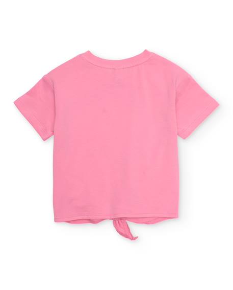 T-shirt fille en maille avec nœud sur le devant Rose 2 - vertbaudet enfant 