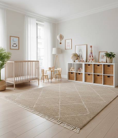 Tapis épais à franges doux et raffiné nile Beige sable+Brun naturel 8 - vertbaudet enfant 