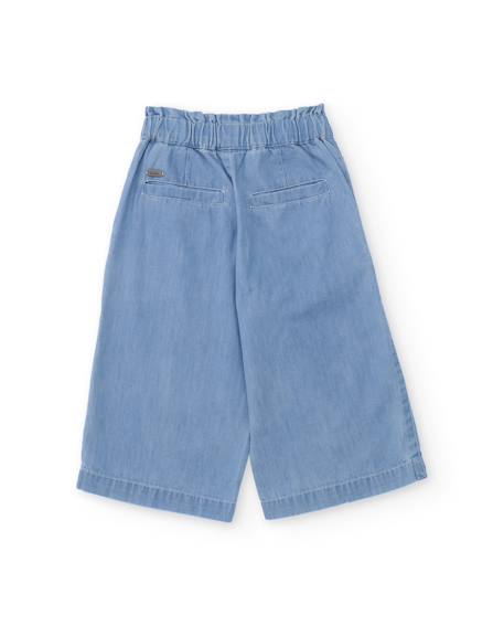 Pantalon pour fille en tissu en denim clair Bleu 2 - vertbaudet enfant 