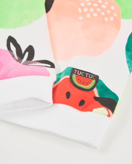 Sweat-shirt fille en maille avec imprimé de fruits Blanc 4 - vertbaudet enfant 