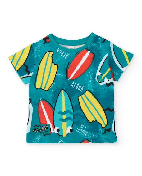 T-shirt garçon en maille avec imprimé de planches de surf  - vertbaudet enfant