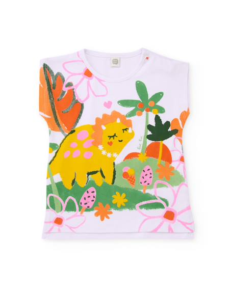 Fille-T-shirt fille en maille avec imprimé dinosaure