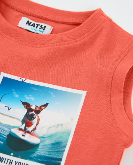 T-shirt garçon en maille avec imprimé photographique Orange 3 - vertbaudet enfant 