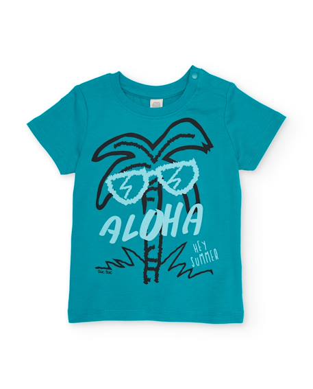 T-shirt garçon en maille avec imprimé palmiers  - vertbaudet enfant