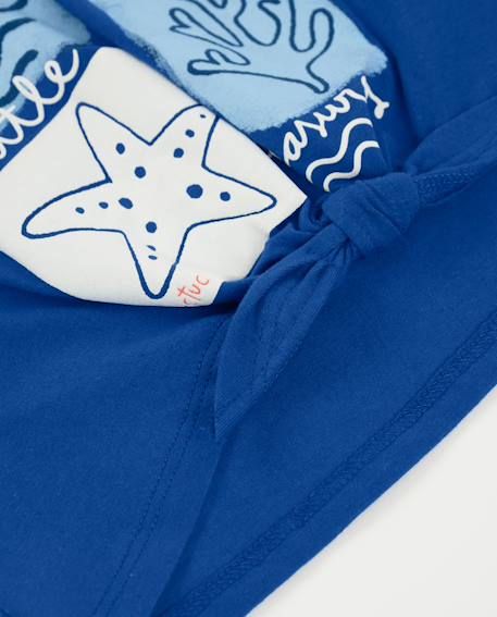 T-shirt pour fille en maille avec nœud décoratif au bas Bleu 4 - vertbaudet enfant 