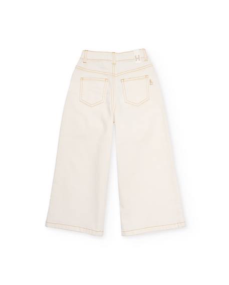 Pantalon fille en tissu tissé à jambe large Blanc 2 - vertbaudet enfant 