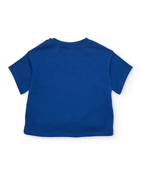 T-shirt pour fille en maille avec nœud décoratif au bas Bleu 2 - vertbaudet enfant 