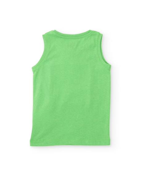 T-shirt garçon en maille avec graphique de requin Vert 2 - vertbaudet enfant 