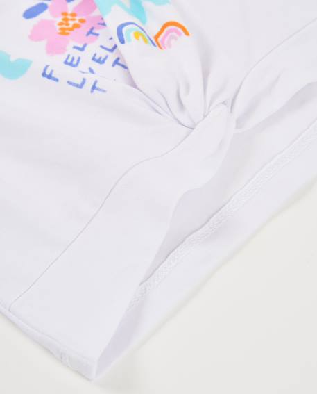T-shirt pour fille en maille avec nœud décoratif Blanc 4 - vertbaudet enfant 