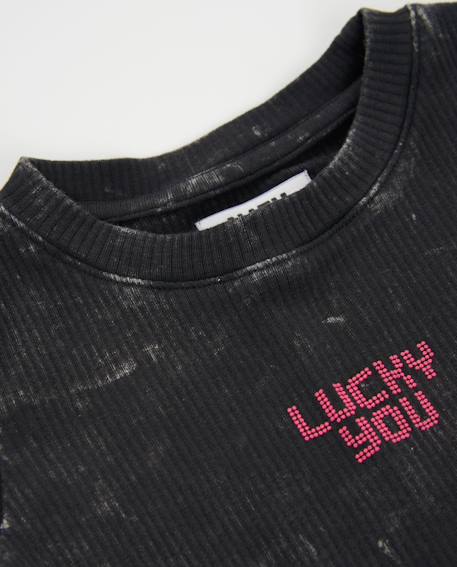 T-shirt fille en maille effet délavé Gris 3 - vertbaudet enfant 