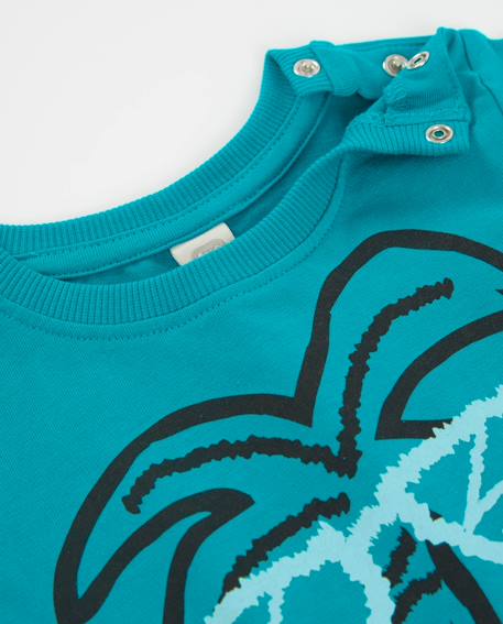 T-shirt garçon en maille avec imprimé palmiers Bleu 3 - vertbaudet enfant 