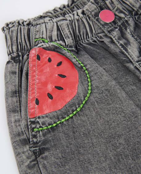 Pantalon fille en denim effet délavé Gris 3 - vertbaudet enfant 