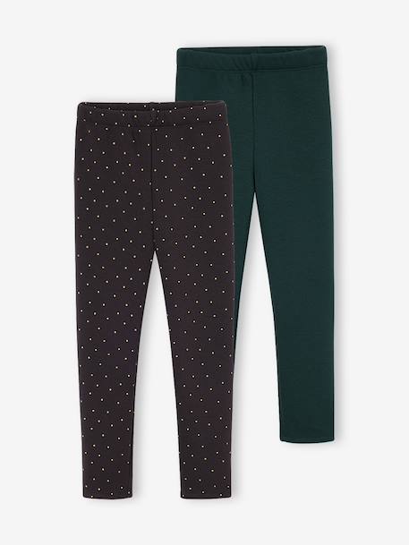 Fille-Lot 2 Leggings fille doublés maille polaire 
