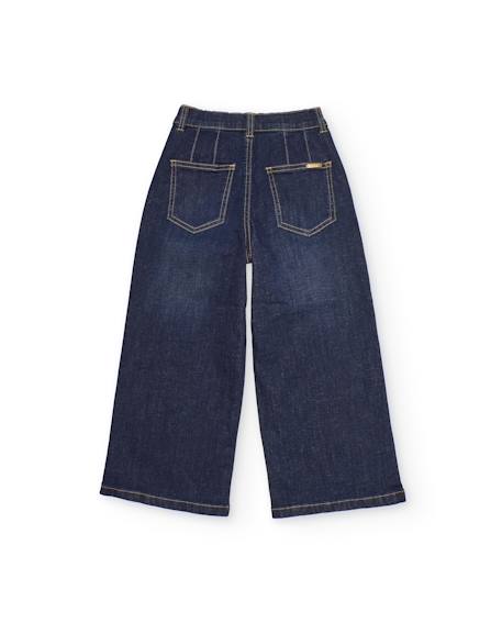 Pantalon fille uni en tissu denim Bleu 3 - vertbaudet enfant 