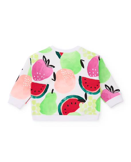 Sweat-shirt fille en maille avec imprimé de fruits Blanc 2 - vertbaudet enfant 