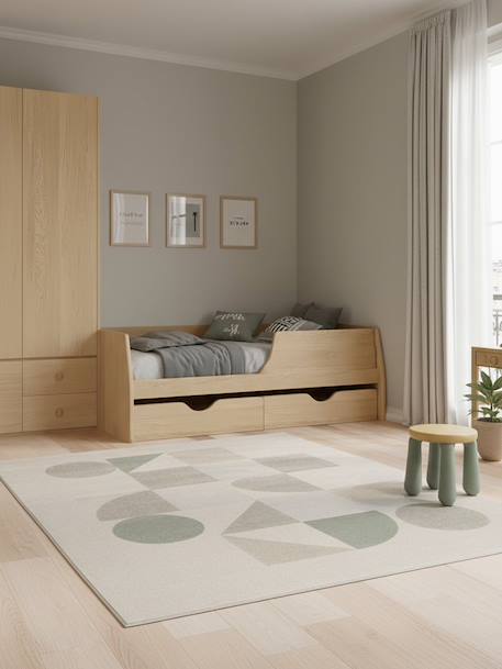 Tapis géométrique doux et confortable modul Vert naturel 2 - vertbaudet enfant 