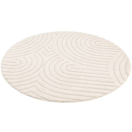 Tapis rond design à effet de relief  groove Blanc pur 4 - vertbaudet enfant 