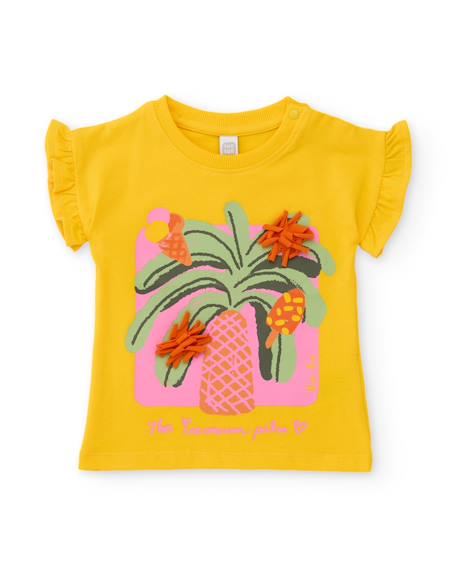 T-shirt fille en maille avec détails en relief Jaune 1 - vertbaudet enfant 