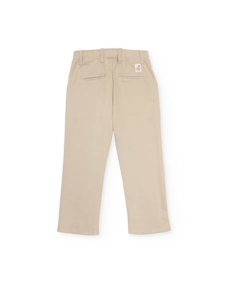 Pantalon garçon en maille coupe droite Beige 2 - vertbaudet enfant 