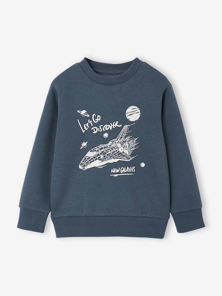 Sweat garçon col rond manches longues blanc chiné+bleu nuit+rouge chiné 6 - vertbaudet enfant 