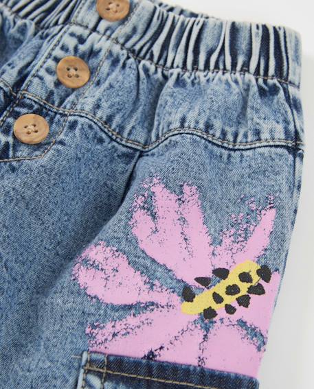 Pantalon fille en tissu avec taille élastiquée Bleu 3 - vertbaudet enfant 