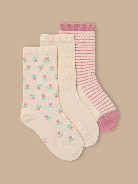 Fille-Lot de 3 paires de chaussettes fleurs fille