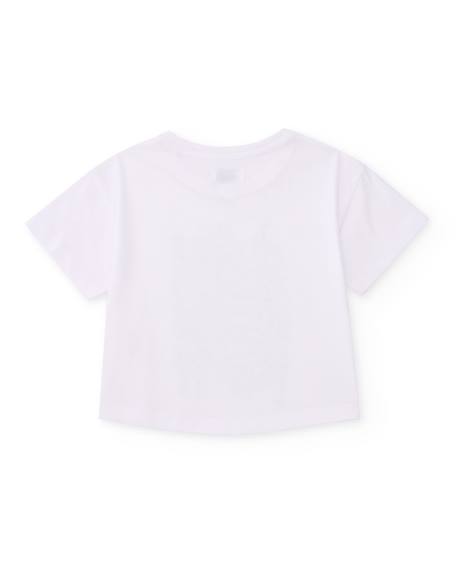 T-shirt fille en maille avec imprimé métallisé Blanc 2 - vertbaudet enfant 