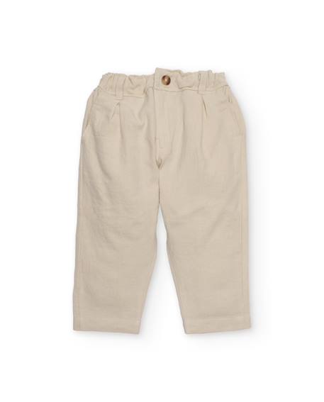 Bébé-Pantalon garçon en tissu uni avec taille élastique