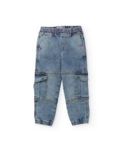 Pantalon fille en toile et denim, design cargo  - vertbaudet enfant