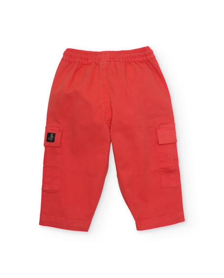 Pantalon garçon en tissu tissé style cargo Rouge 2 - vertbaudet enfant 
