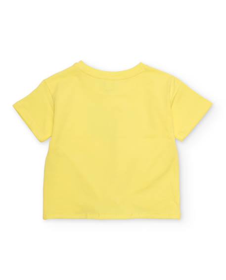 T-shirt fille en maille avec nœud décoratif Jaune 2 - vertbaudet enfant 