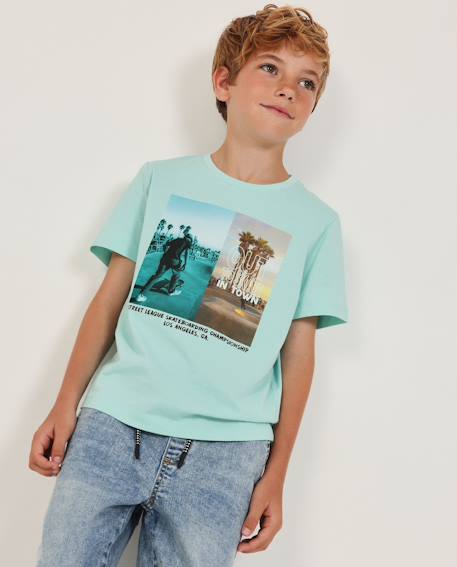T-shirt garçon en maille au design urbain Bleu 1 - vertbaudet enfant 