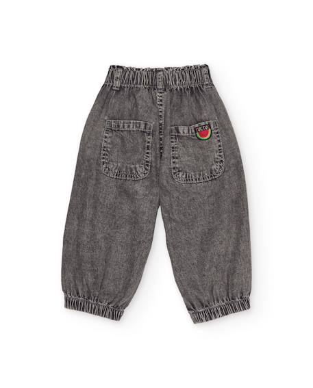 Pantalon fille en denim effet délavé Gris 2 - vertbaudet enfant 