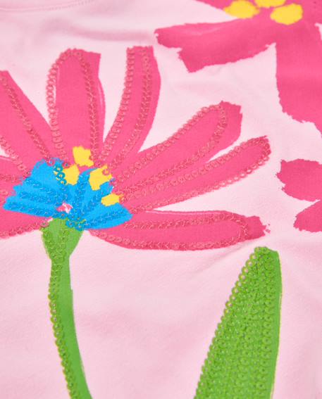 T-shirt fille en maille avec détails brillants Rose 4 - vertbaudet enfant 