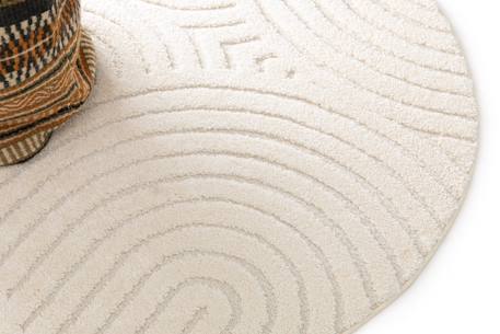 Tapis rond design à effet de relief  groove Blanc pur 3 - vertbaudet enfant 