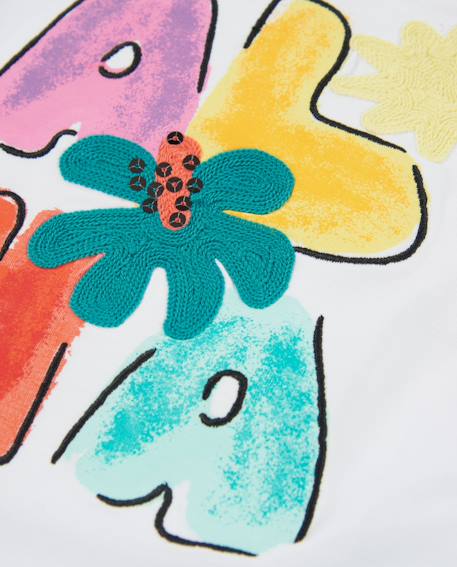 T-shirt fille en maille avec manches à volant Blanc 4 - vertbaudet enfant 