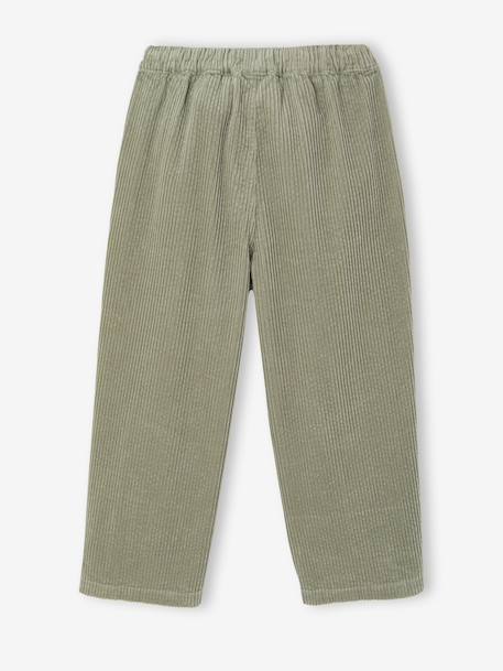 Pantalon fille velours forme loose Léopard+vert de gris+vieux rose 8 - vertbaudet enfant 