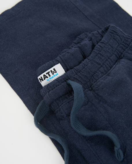 Pantalon garçon en tissu tissé avec taille élastique Bleu 4 - vertbaudet enfant 
