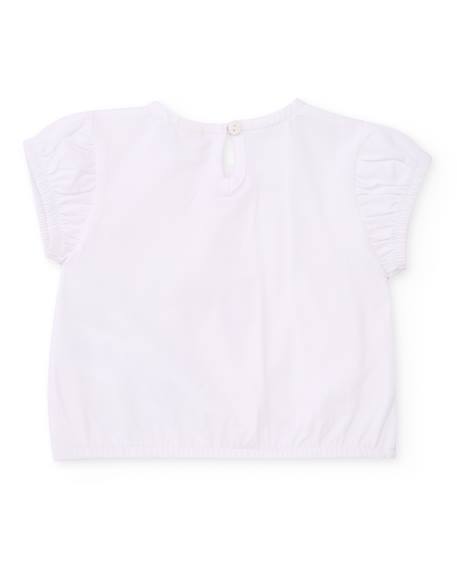 T-shirt fille en maille avec fleur en relief Blanc 2 - vertbaudet enfant 