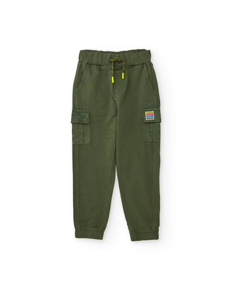 Pantalon garçon en maille avec poches cargo Vert 1 - vertbaudet enfant 