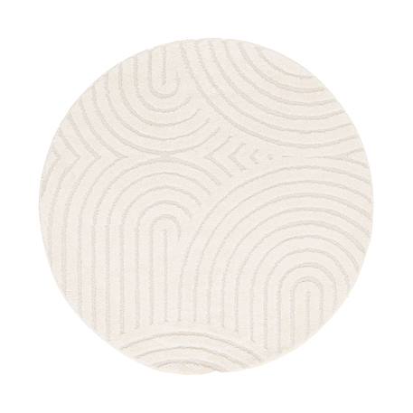 Tapis rond design à effet de relief  groove Blanc pur 2 - vertbaudet enfant 